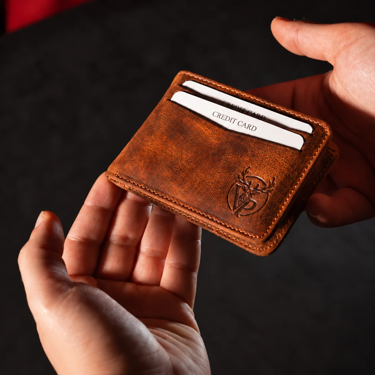 Ranger Leather Bifold Wallet in Cognac, closed exterior view
